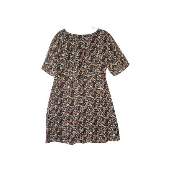 Madewell Orchard Flutter-Sleeve Dress in Fan Floral Mix Block Dark Midnight 14 - Picture 3 of 7